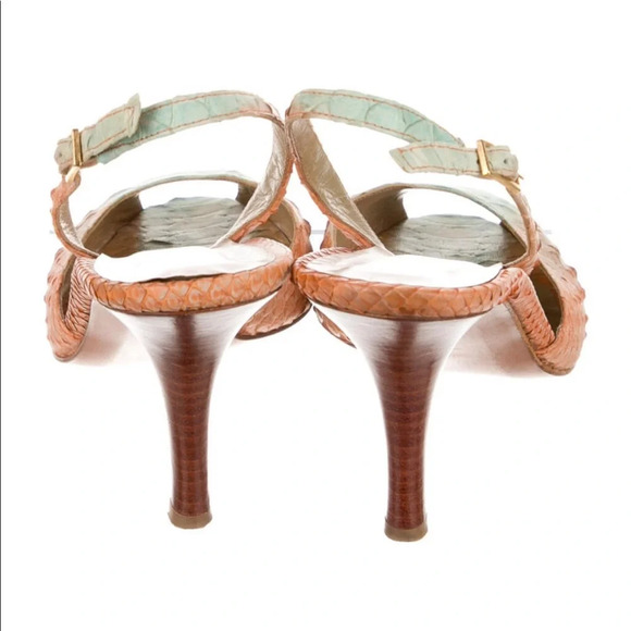 Stuart Weitzman Multi Color Leather Snakeskin Slingback Sandals Size 7.5 - Picture 6 of 9